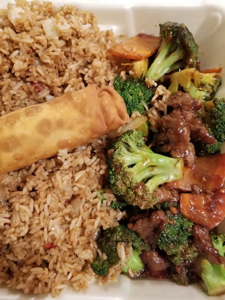 Beef with Broccoli & Egg Roll